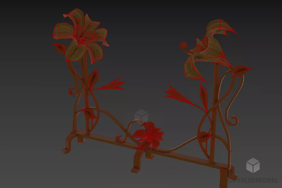 Brass Floral Plant Decorative 3d model 3