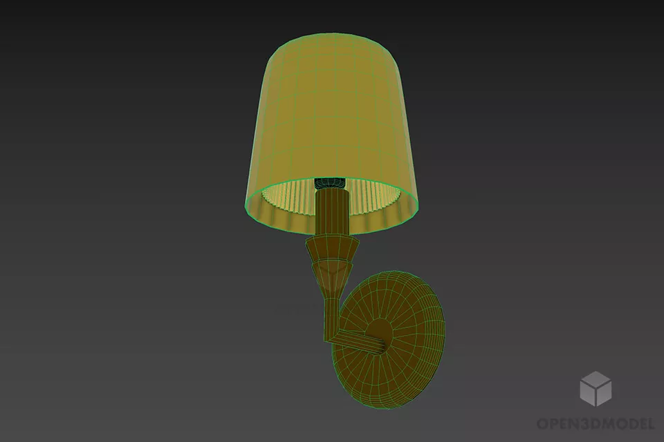 Elegant Sconce Lamp Brass Mounted 3d model 2