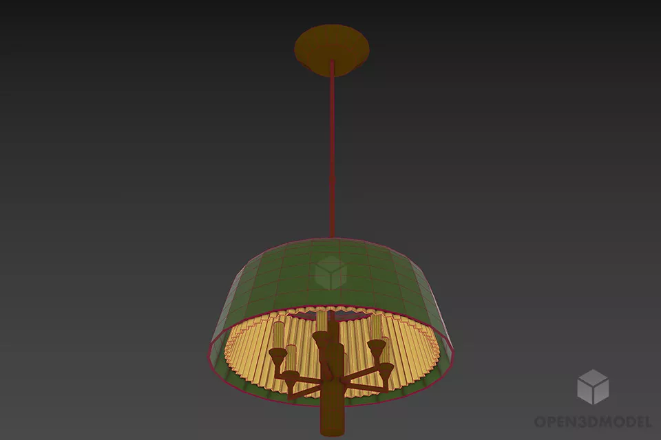 Elegant Candles Pendant Lamp With Brass Mounted 3d model 2