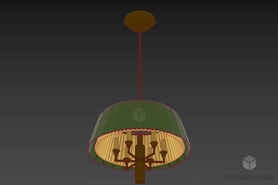 Elegant Candles Pendant Lamp With Brass Mounted 3d model 3