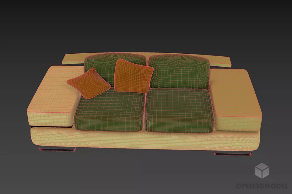 Modern Sofa Flat Upholstery 3d model 3