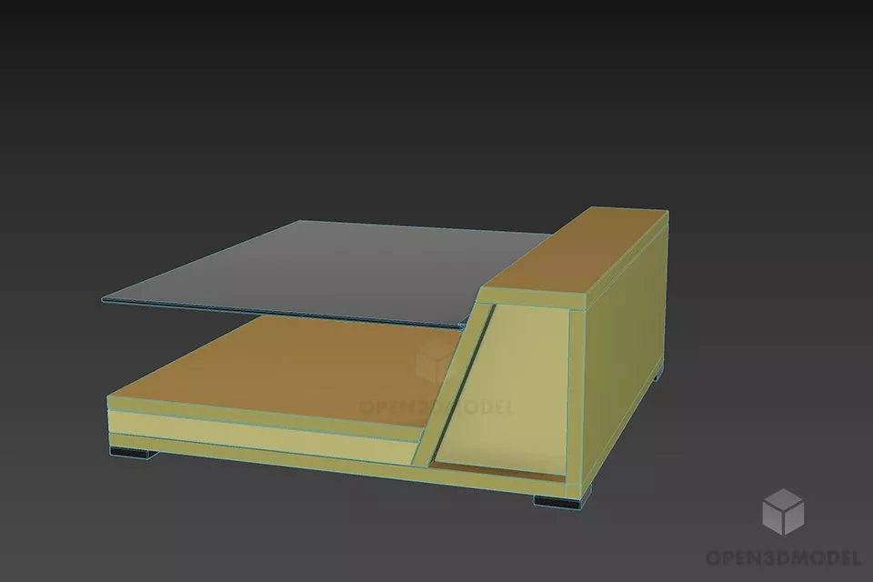 Coffee Table With Side Frame 3d model 2