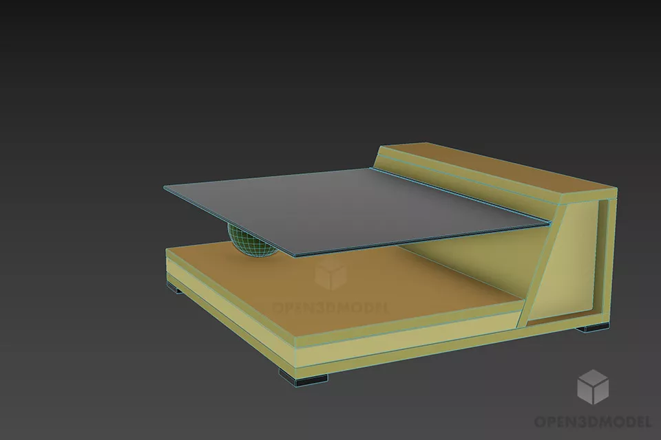 Coffee Table With Side Frame 3d model 3