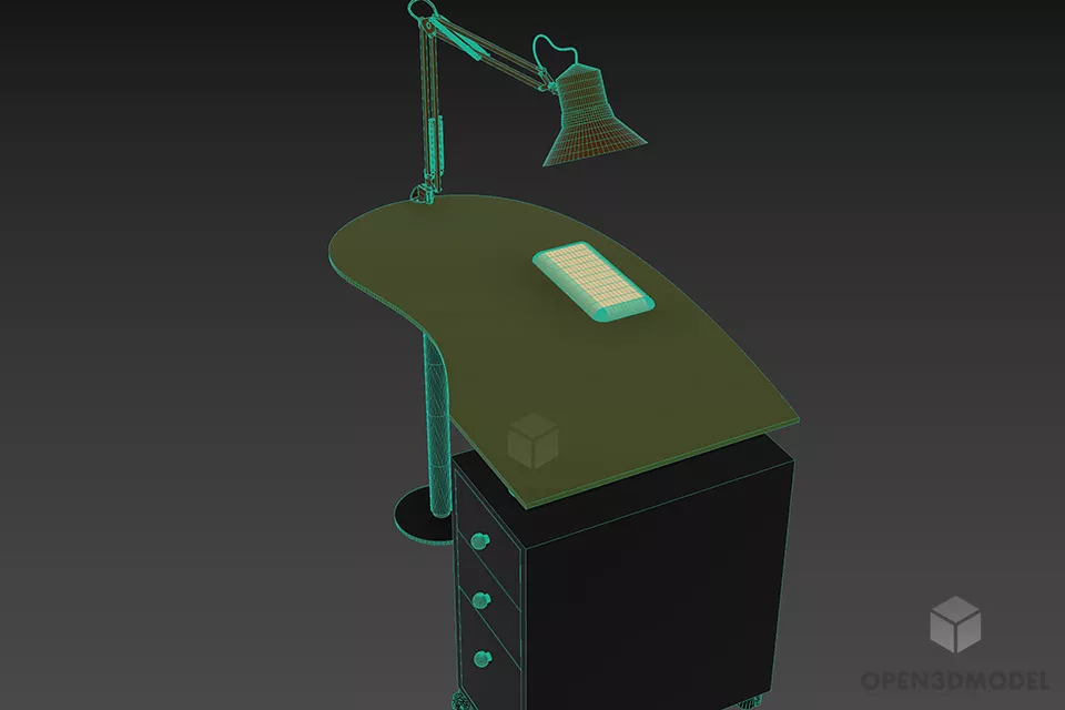 Work Glass Table Artecnor With Under Cabinet 3d model 2