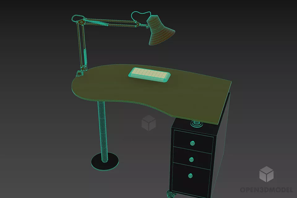 Work Glass Table Artecnor With Under Cabinet 3d model 3