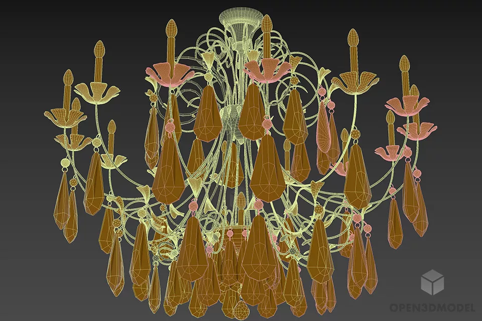 Decorative Chandelier Glass Diamond Shade 3d model 3