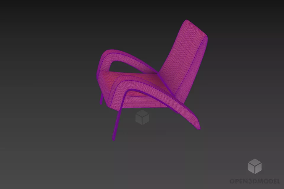 Lounge Armchair Oxoy Leather Finished 3d model 2