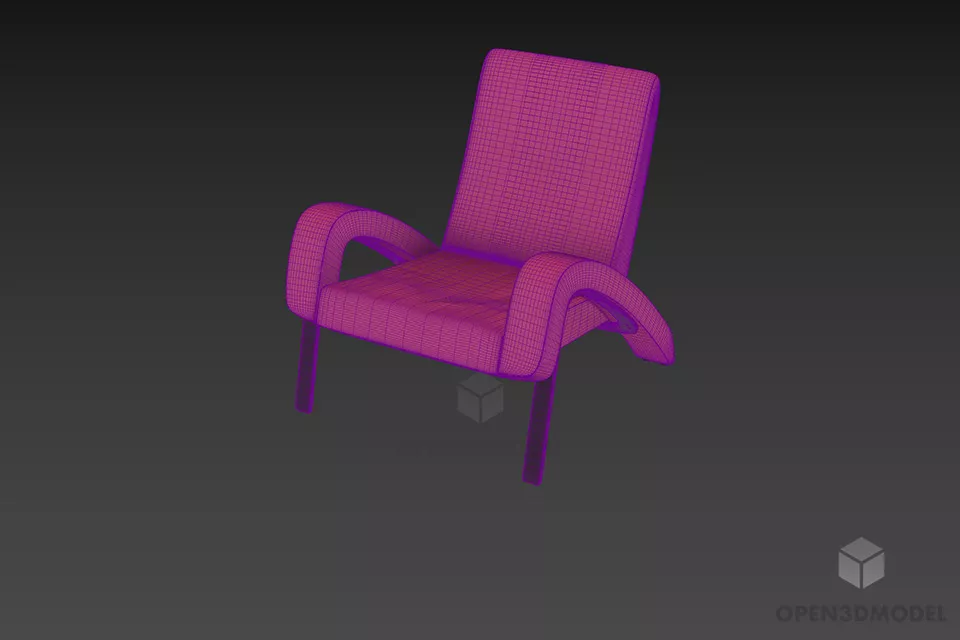 Lounge Armchair Oxoy Leather Finished 3d model 3