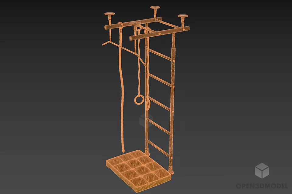 Fitness Iron Wall Bars 3d model 2