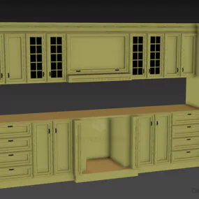 Wooden Kitchen Cabinet Without Appliance 3d model