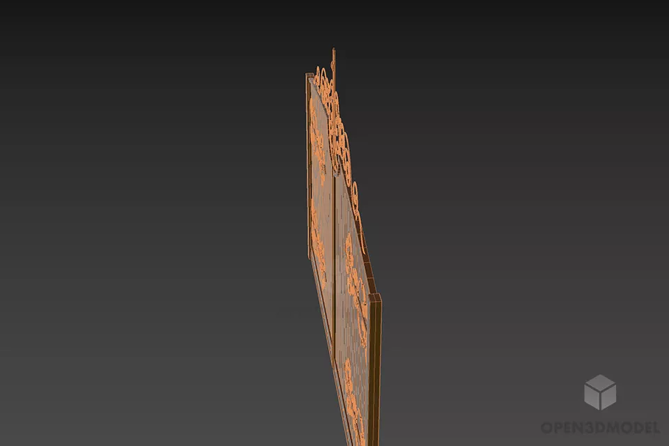 Boutique Iron Gate With Wooden Panel 3d model 2