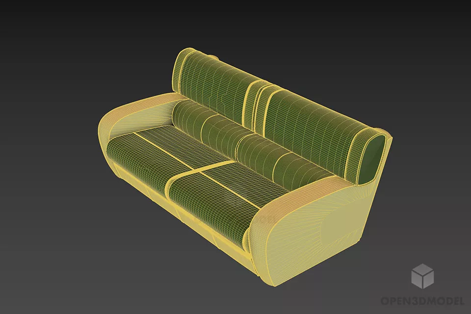 Upholstered Solid Leather Sofa Essen 3d model 2