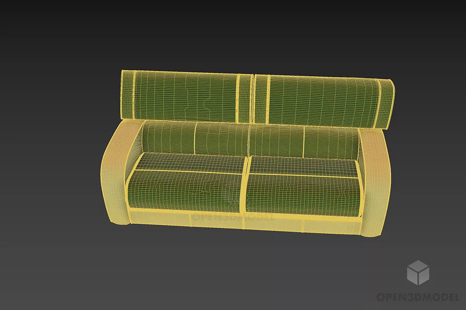 Upholstered Solid Leather Sofa Essen 3d model 3
