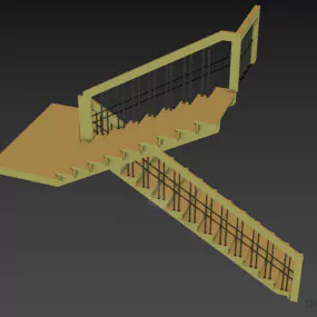 U Staircase With Handrail 3d model