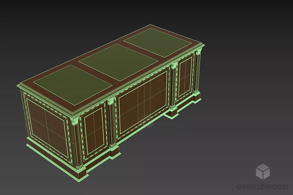 Wooden Work Table Intagli 3d model 2