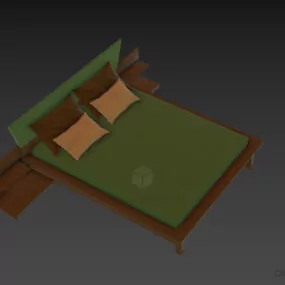 Hotel Simple Bed Gautier With Nightstand 3d model