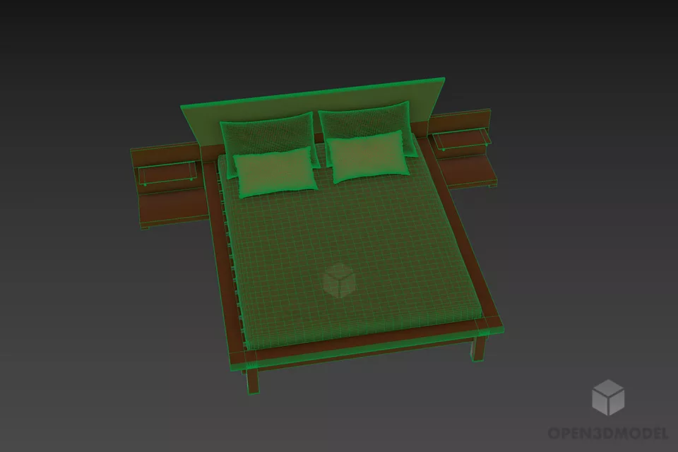 Hotel Simple Bed Gautier With Nightstand 3d model 3