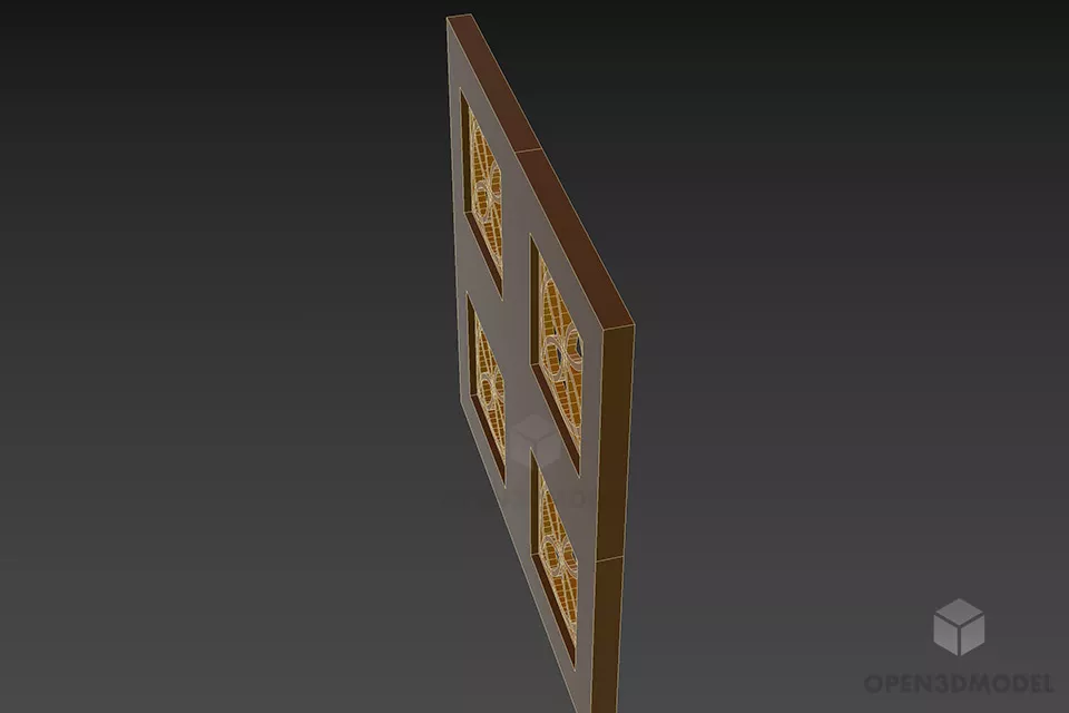 Panel With Carved Hole Decoration 3d model 2
