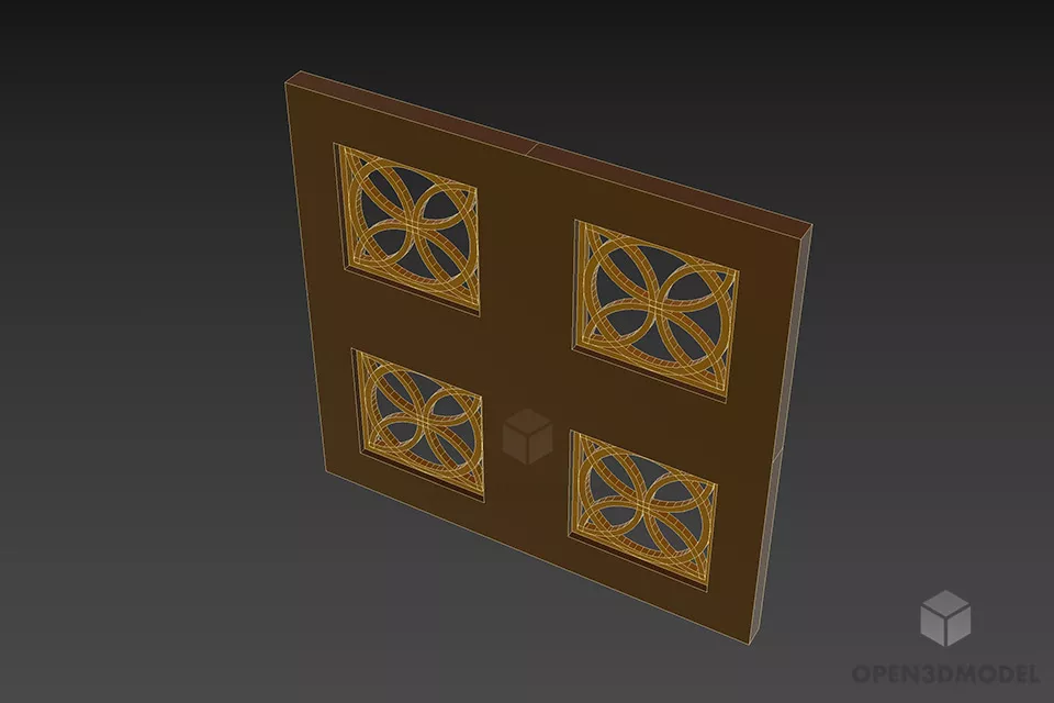 Panel With Carved Hole Decoration 3d model 3