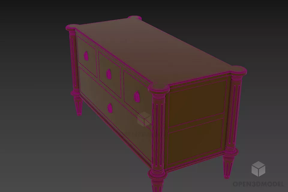 Side Locker Retro Style 3d model 2