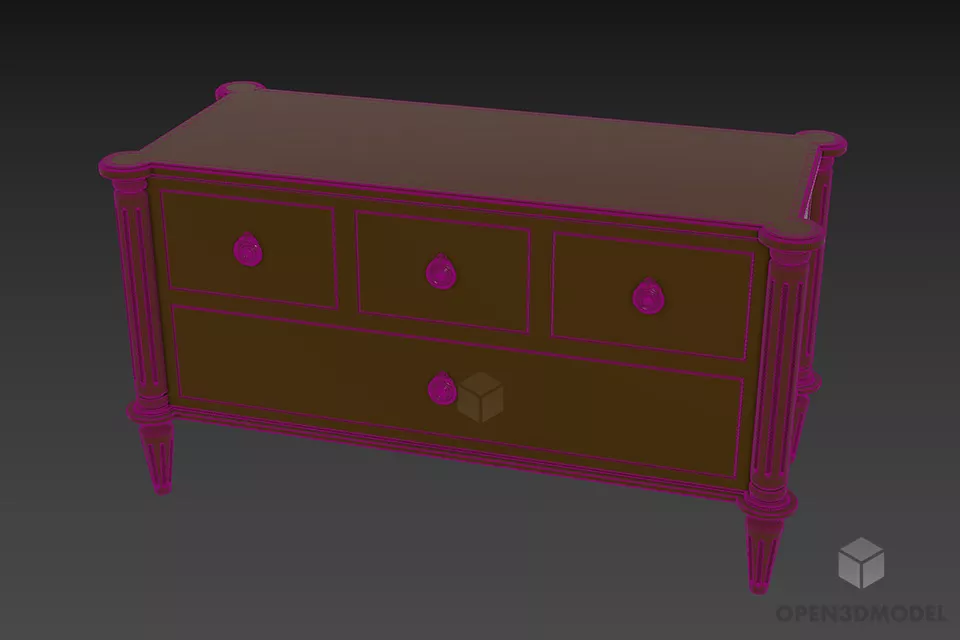 Side Locker Retro Style 3d model 3