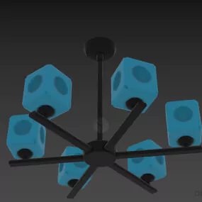 Modern Pendant Lamp Cube Shade 3d model