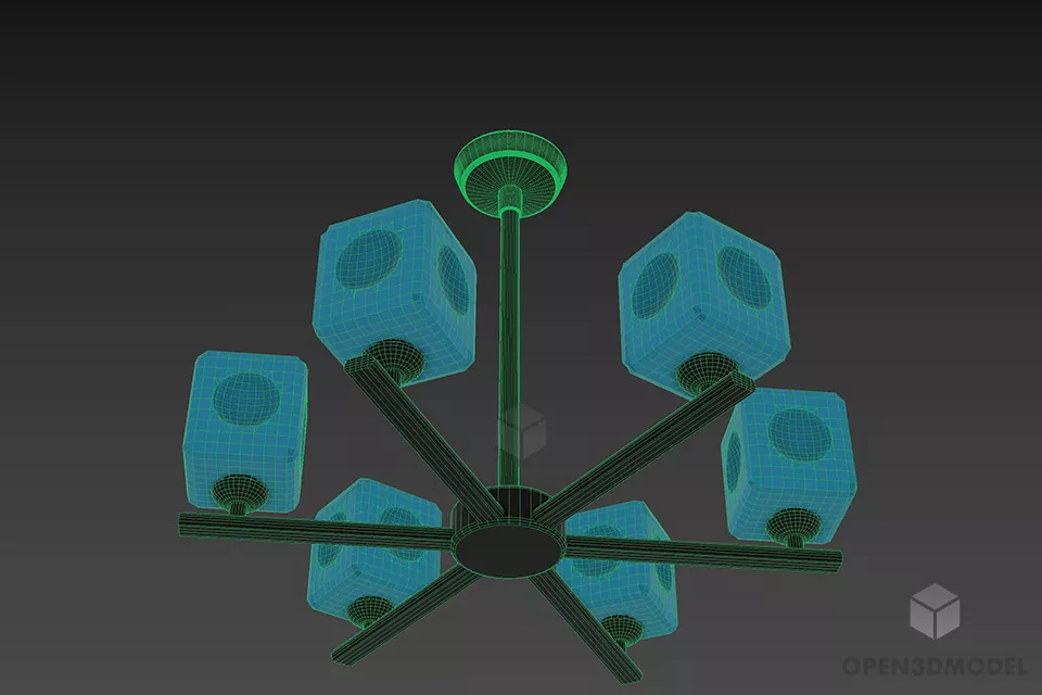 Modern Pendant Lamp Cube Shade 3d model 3