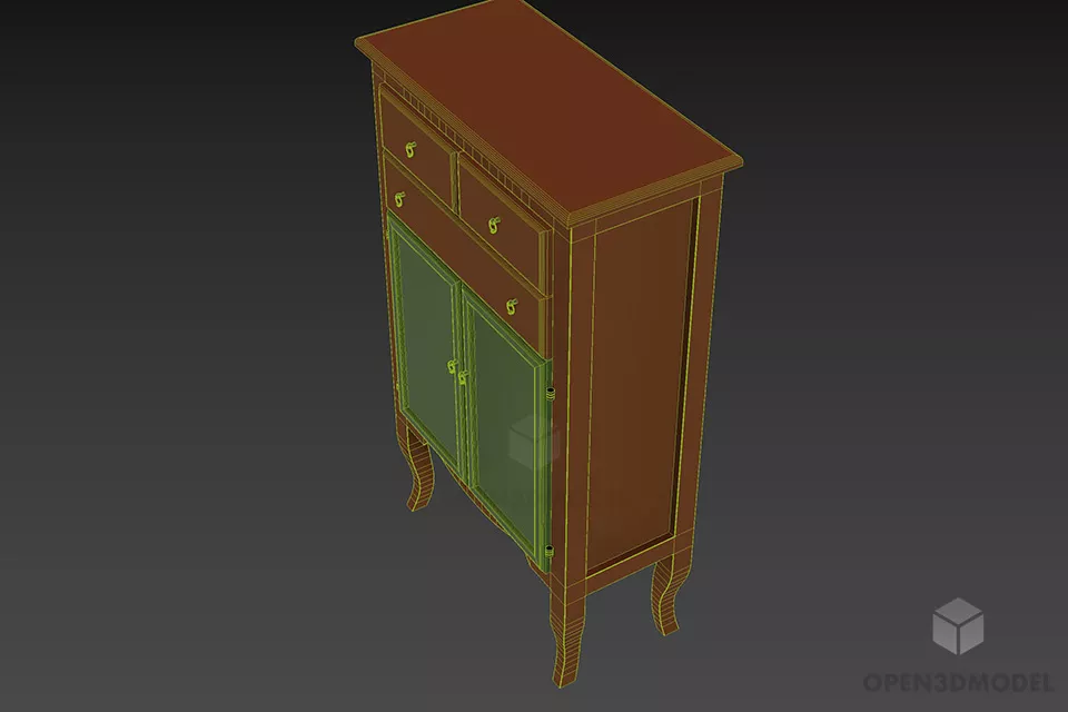 Boutique Locker Drawers With Curved Leg 3d model 2