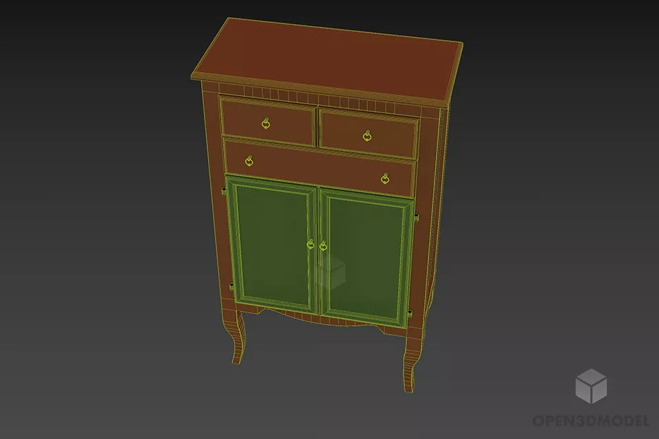 Boutique Locker Drawers With Curved Leg 3d model 3