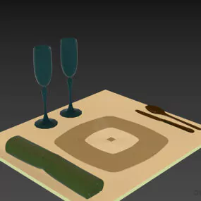 Set Of Tableware Utensil With Twin Glass 3d model