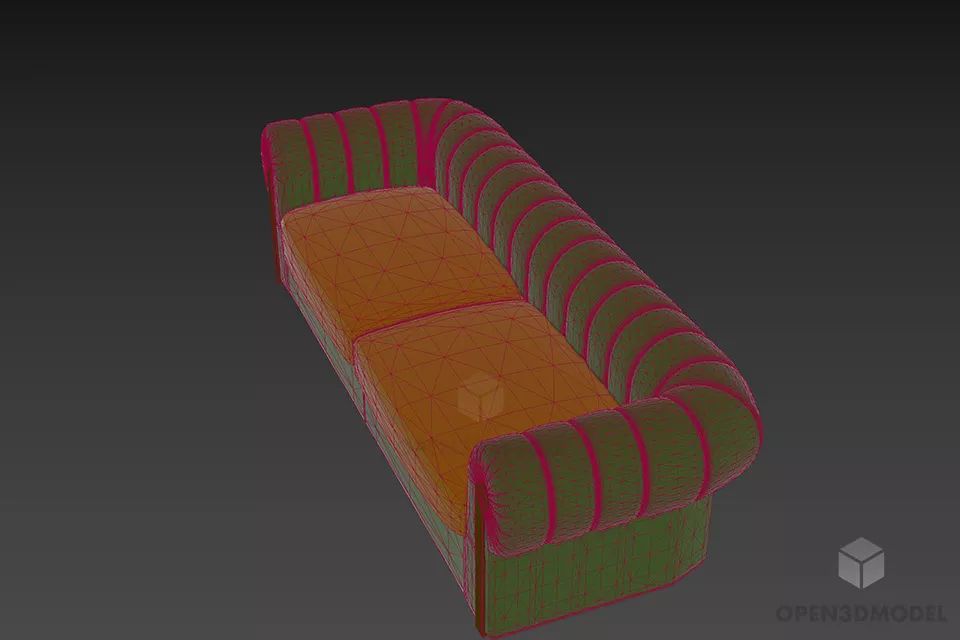 Upholstered Sofa Fendi With Pattern Back 3d model 2