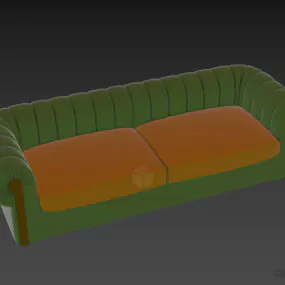 Upholstered Sofa Fendi With Pattern Back 3d model