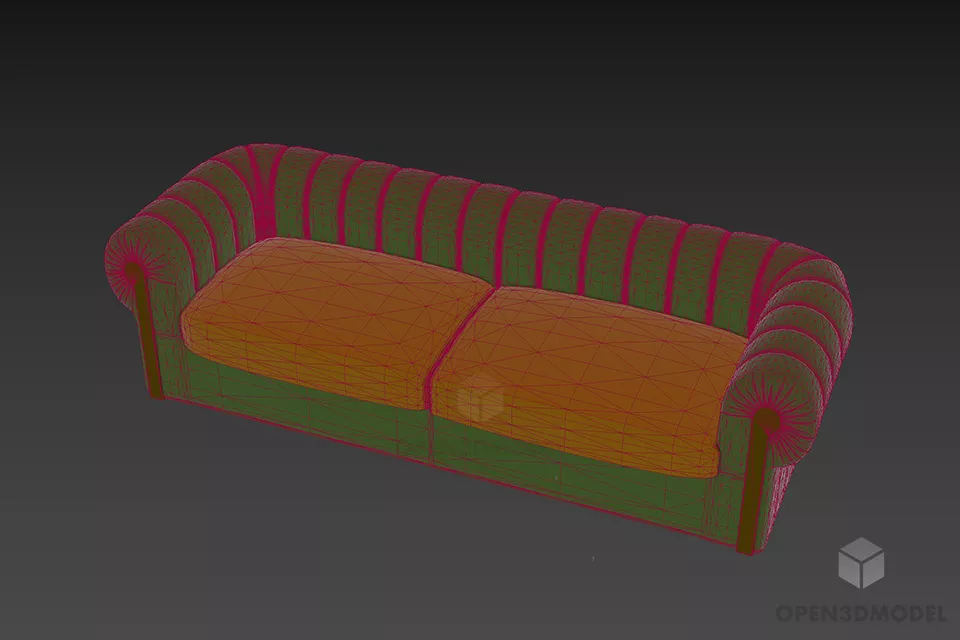 Upholstered Sofa Fendi With Pattern Back 3d model 3