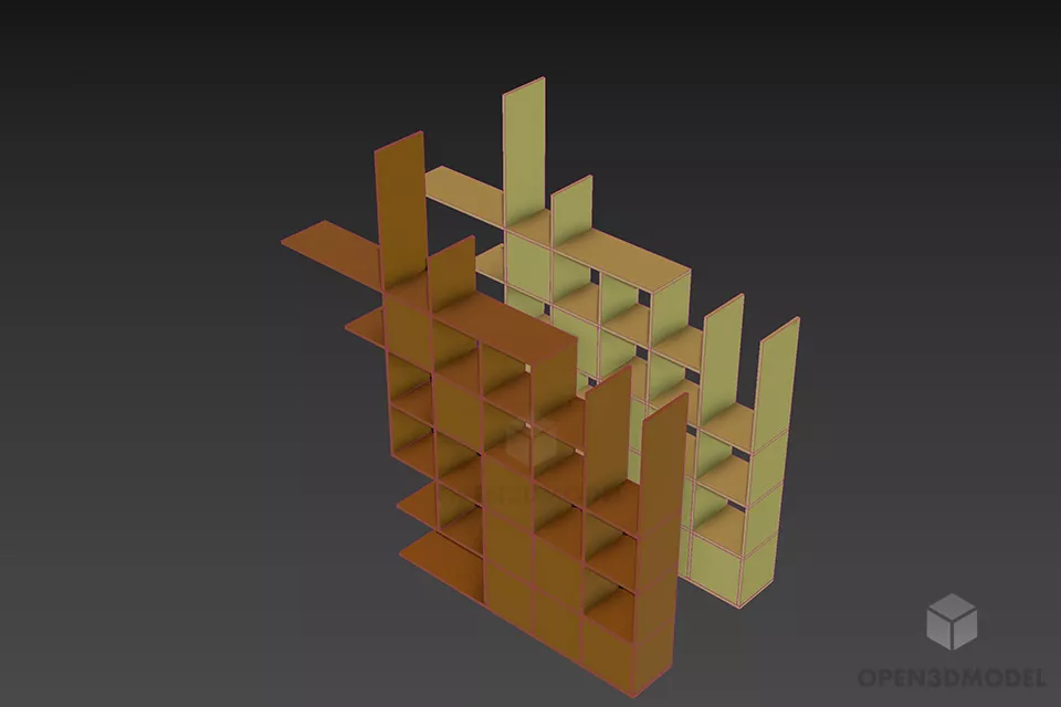 Wall Shelf Simple For Study Room 3d model 2