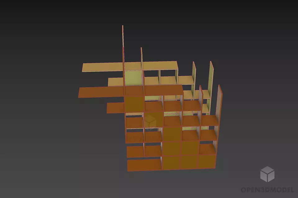Wall Shelf Simple For Study Room 3d model 3
