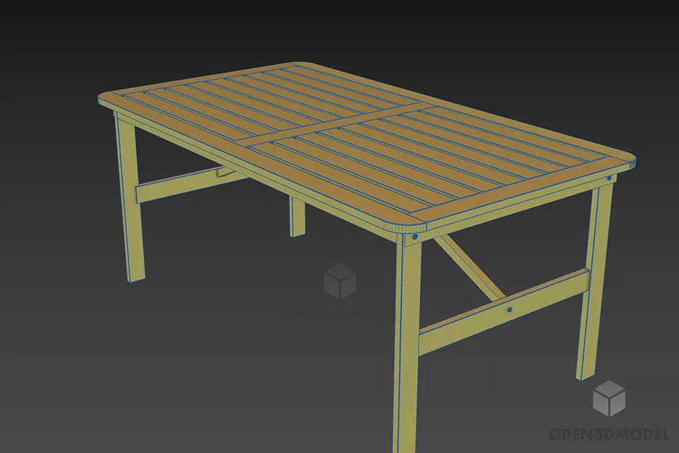 Coffee Table Wood Bars Top 3d model 2