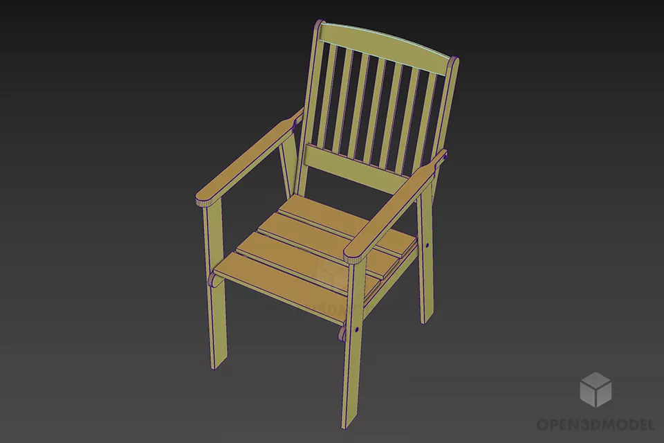 Country Armchair Pine Wood Pallet Seat 3d model 2