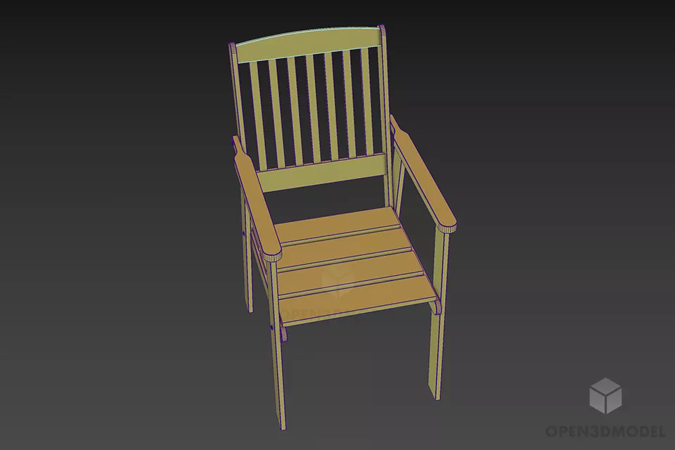 Country Armchair Pine Wood Pallet Seat 3d model 3