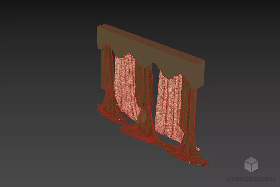 Theater Curtain, Three Curtains 3d model 2