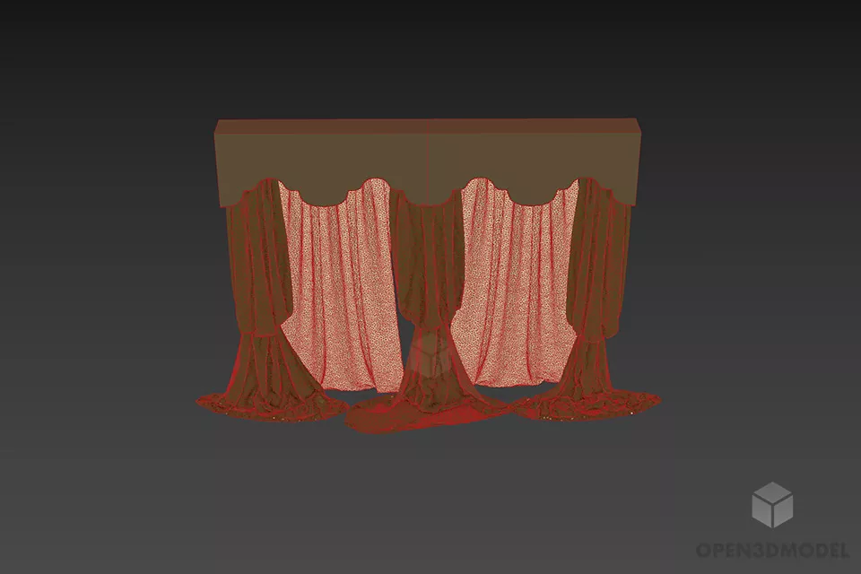 Theater Curtain, Three Curtains 3d model 3