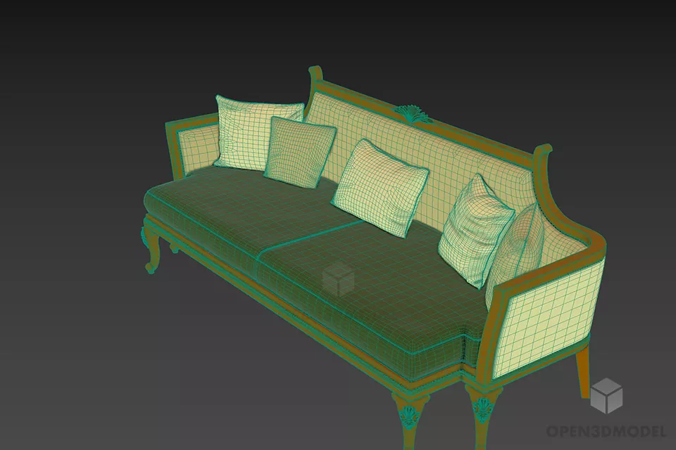 Luxury Boutique Sofa With Pillow 3d model 2