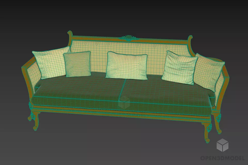 Luxury Boutique Sofa With Pillow 3d model 3