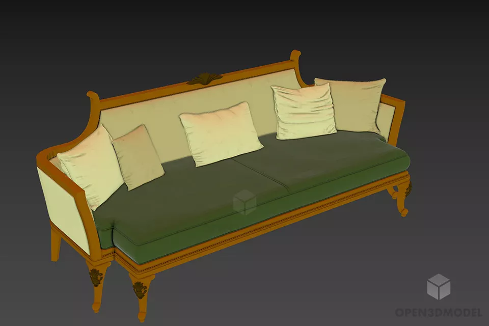 Waiting Curved Sofa Fabric Upholstery 3d model