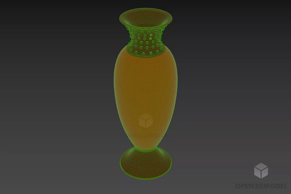 Black White Asian Antique Vase 3d model 2