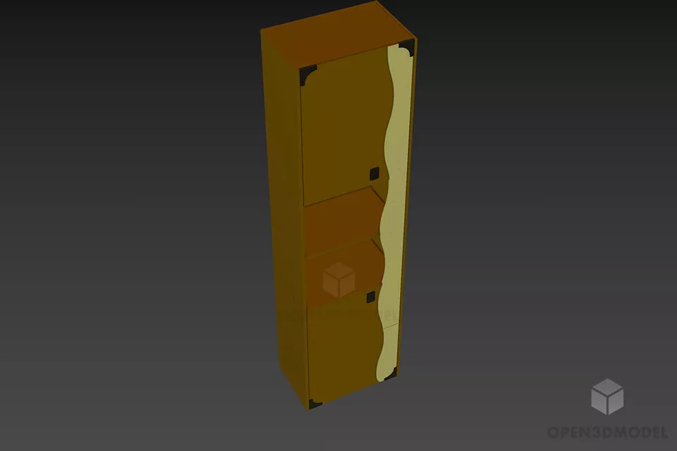 Antique Locker With Shelf, Walnut Material 3d model