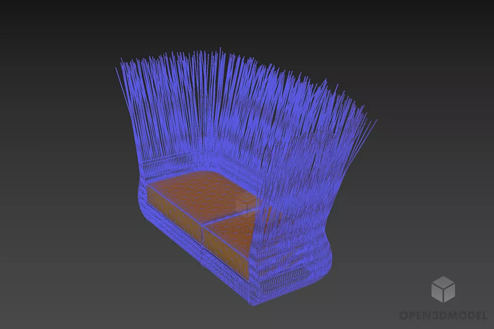 Upholstery Sofa Yoda With Straw Back 3d model 2