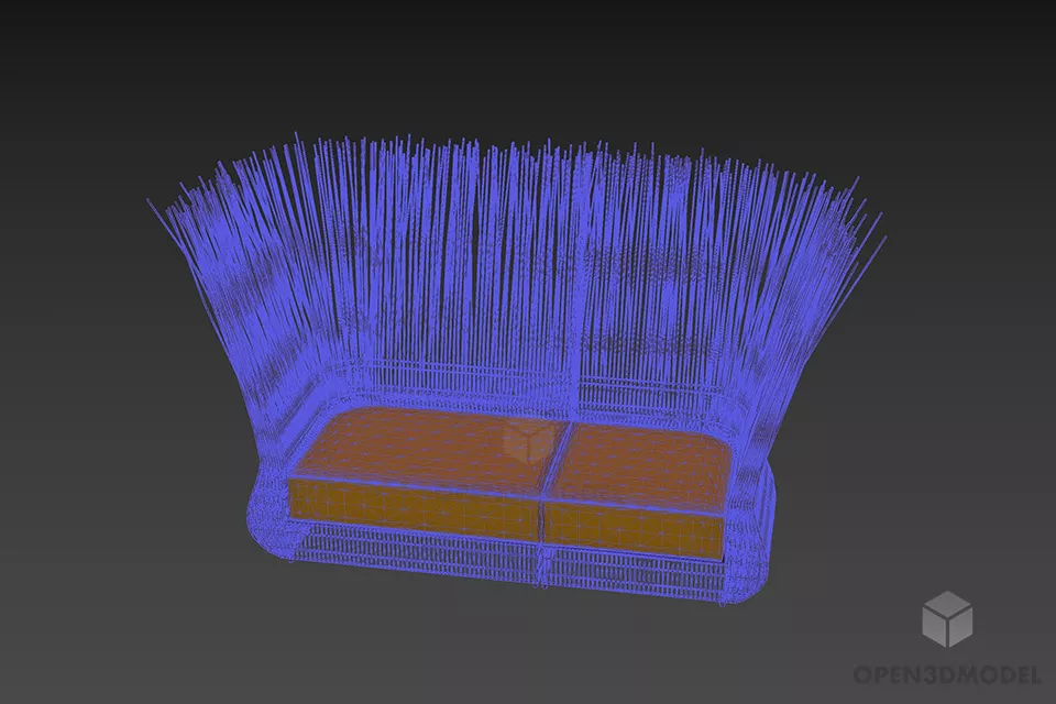 Upholstery Sofa Yoda With Straw Back 3d model 3