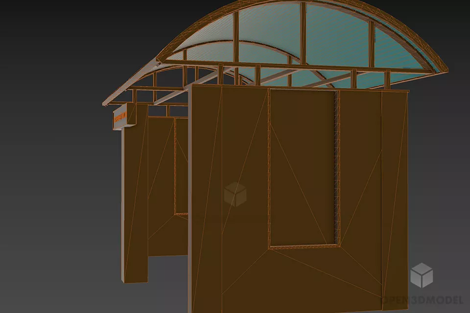 Stop Bus Station Steel Structure 3d model 2