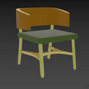 Office Restaurant Chair With Curved Back Panel 3d model