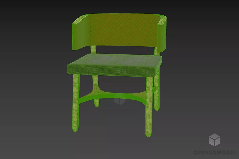 Office Restaurant Chair With Curved Back Panel 3d model 3